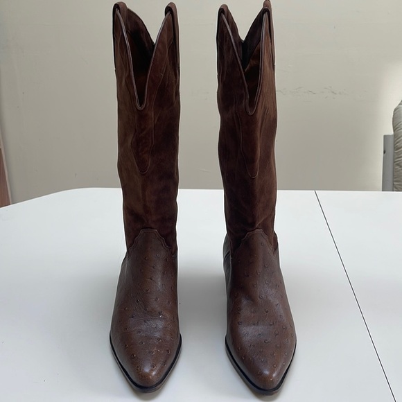 VINTAGE LAVIRAZIONE ARTIGIANA LEATHER Boots Made In Italy Size 9.5 - Picture 3 of 9
